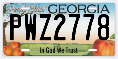 GA license plate PWZ2778