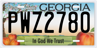 GA license plate PWZ2780
