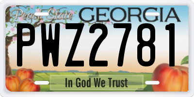 GA license plate PWZ2781