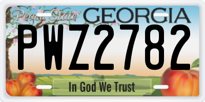 GA license plate PWZ2782