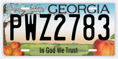 GA license plate PWZ2783