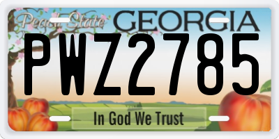 GA license plate PWZ2785