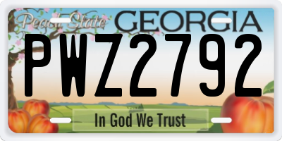 GA license plate PWZ2792