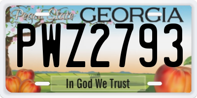 GA license plate PWZ2793