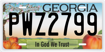 GA license plate PWZ2799