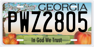 GA license plate PWZ2805