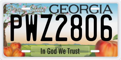GA license plate PWZ2806
