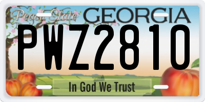 GA license plate PWZ2810