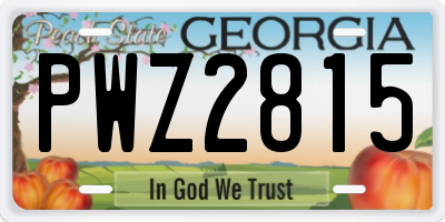 GA license plate PWZ2815