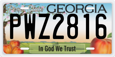 GA license plate PWZ2816
