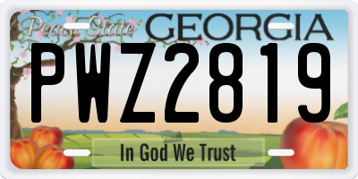 GA license plate PWZ2819