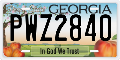 GA license plate PWZ2840