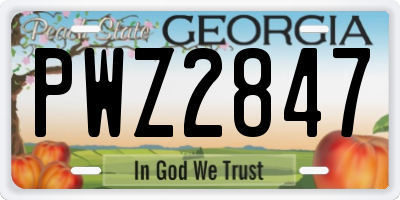 GA license plate PWZ2847