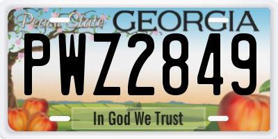 GA license plate PWZ2849