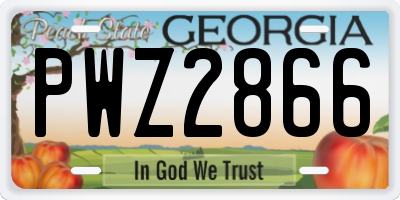 GA license plate PWZ2866