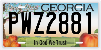 GA license plate PWZ2881