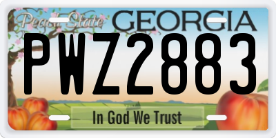 GA license plate PWZ2883