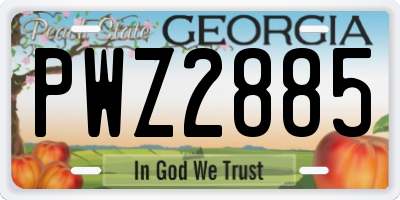 GA license plate PWZ2885