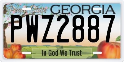 GA license plate PWZ2887