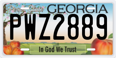 GA license plate PWZ2889