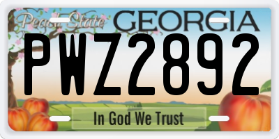 GA license plate PWZ2892