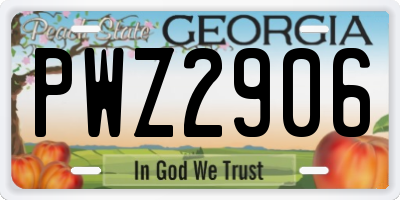 GA license plate PWZ2906