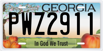 GA license plate PWZ2911