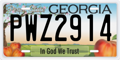 GA license plate PWZ2914