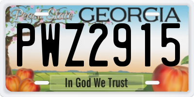 GA license plate PWZ2915