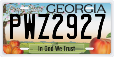 GA license plate PWZ2927
