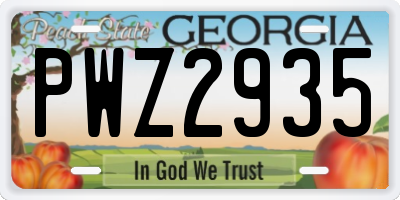 GA license plate PWZ2935