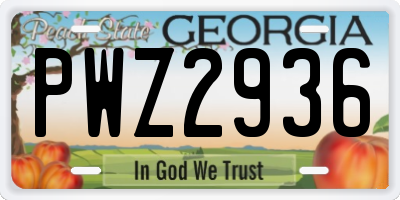 GA license plate PWZ2936