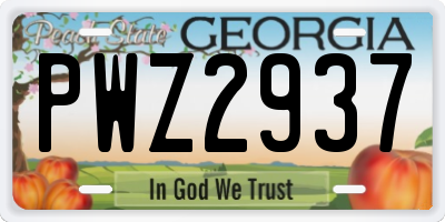 GA license plate PWZ2937