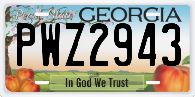 GA license plate PWZ2943