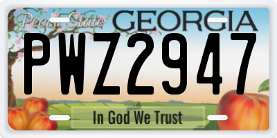 GA license plate PWZ2947