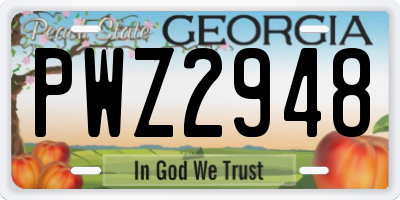 GA license plate PWZ2948