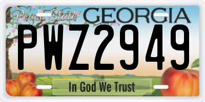 GA license plate PWZ2949
