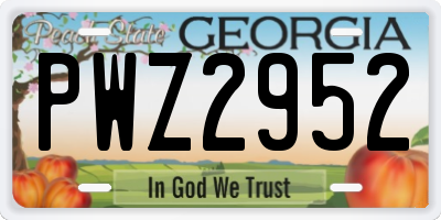 GA license plate PWZ2952
