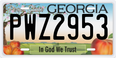GA license plate PWZ2953
