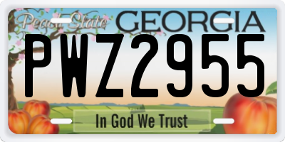 GA license plate PWZ2955