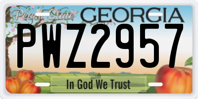 GA license plate PWZ2957