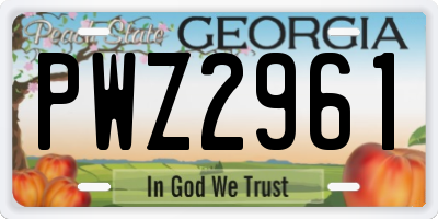 GA license plate PWZ2961