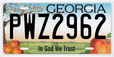 GA license plate PWZ2962