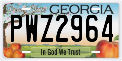 GA license plate PWZ2964