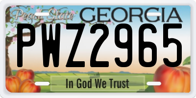 GA license plate PWZ2965