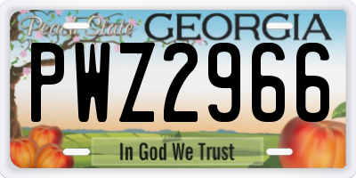 GA license plate PWZ2966