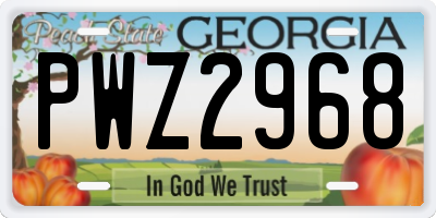 GA license plate PWZ2968