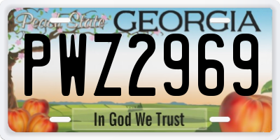 GA license plate PWZ2969