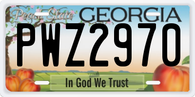 GA license plate PWZ2970
