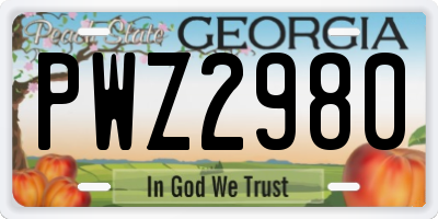 GA license plate PWZ2980